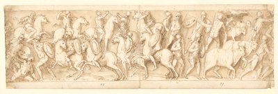Angriff auf die Deutschen (LXIII); ihre Häuptlinge werden gefangen genommen (teilweise restauriert auf der Säule; LXIV) von Giovanni Guerra