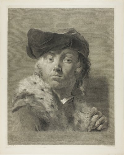 Büste eines jungen Mannes mit Pelzkragenmantel von Giovanni Marco Pitteri