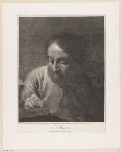 Der Evangelist Markus mit Löwe S. Markus (Titel auf dem Objekt) von Giovanni Marco Pitteri