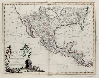 Mexiko oder Neuspanien mit Neumexiko, Kalifornien und einem Teil der angrenzenden Länder, aus Band IV des Neuen Atlas, graviert von G. Zuliani, 1785 von Giovanni Marco Pitteri