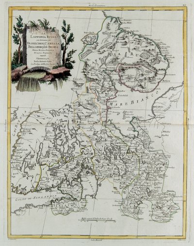 Russisch-Lappland mit den Gouvernements Olonecholi, Karelien, Bielozero und Ingermanland in Europäisch-Russland, aus Tome III des "Neuen Atlas", graviert von G. Zuliani von Giovanni Marco Pitteri