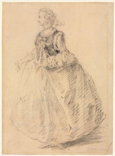 Stehende Frau mit einem Hermelin Muff von Giovanni Paolo Panini