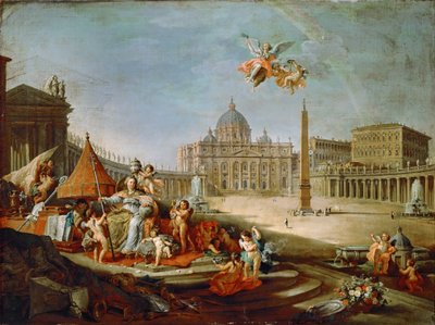 Piazza San Pietro, Rom mit einer Allegorie des Triumphs des Papsttums von Giovanni Paolo Pannini