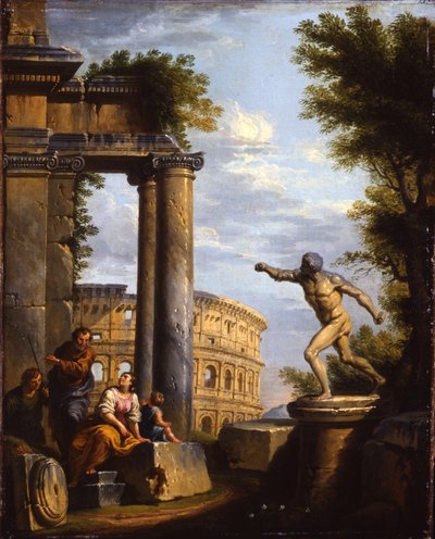 Capricci von klassischen Ruinen mit Philosophen im Diskurs von Giovanni Paolo Pannini