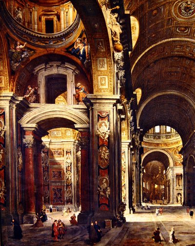 Kardinal Melchior de Polignac besucht St. Peter in Rom, 1730 von Giovanni Paolo Pannini