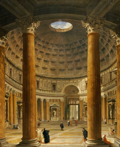 Das Innere des Pantheon in Rom, Blick nach Norden vom Hauptaltar zum Eingang, 1732 von Giovanni Paolo Pannini