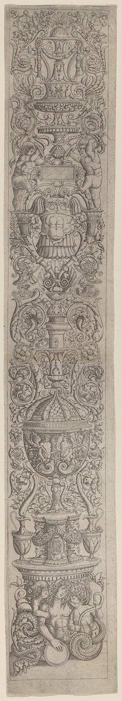 Ornamenttafel: Nereide von zwei Kindern geritten von Giovanni Pietro Birago and Zoan Andrea