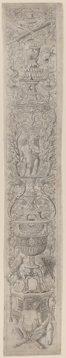Ornamenttafel: Satyr mit einer Violine von Giovanni Pietro Birago and Zoan Andrea