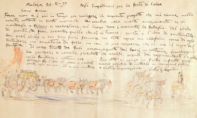Skizze für die Prozession des Festes von Calven Coira von Giovanni Segantini