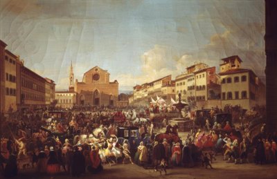 Karneval in Florenz auf der Piazza Santa Croce von Giovanni Signorini