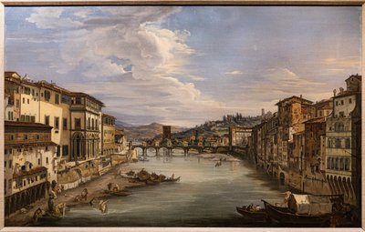 Blick auf den Arno von der Ponte Vecchio zur Alle Grazie Brücke von Giovanni Signorini
