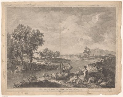 Landschaft mit einem Hirten und Schafen von Giovanni Volpato