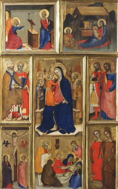 Polyptychon: Jungfrau Maria mit Kind und Heiligen von Giovanni da Milano