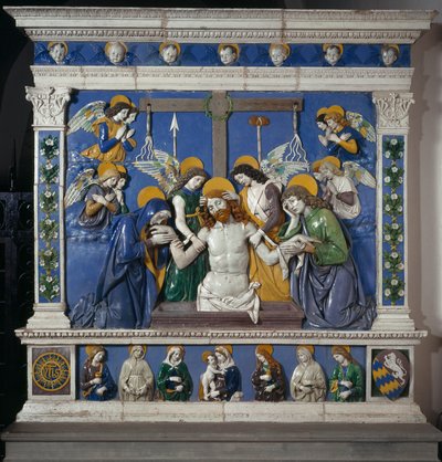 Die Grablegung Jesu im Heiligen Grab mit der Jungfrau und dem Heiligen Johannes Evangelist von Giovanni della Robbia