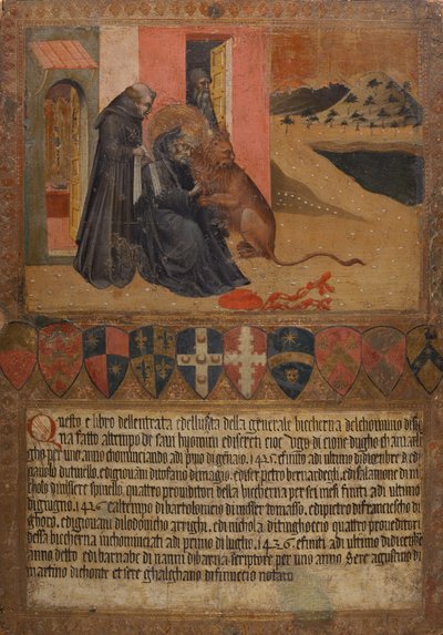St. Hieronymus zieht einen Dorn aus der Pfote des Löwen von Giovanni di Paolo