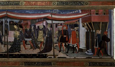 Frontal vom Adimari Cassone, Detail des rechten Abschnitts, ca. 1450 (Detail) von Giovanni di Ser Giovanni Scheggia