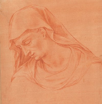 Kopf einer trauernden Frau im Profil nach links, ca. 1575-80 von Girolamo Macchietti