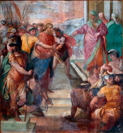Christus wird vor Kaiphas geführt (Detail) von Girolamo Massel
