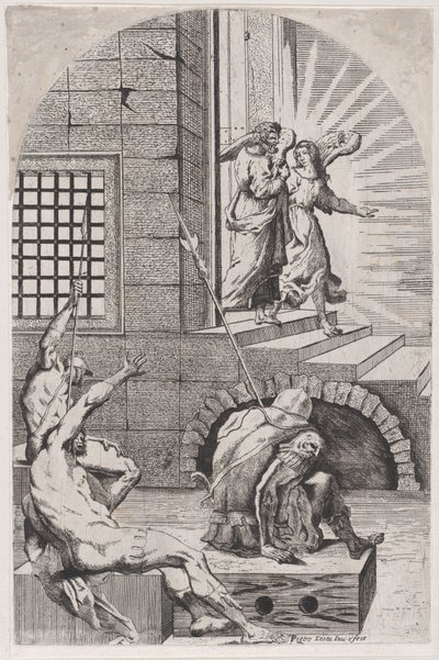 Heiliger Petrus wird vom Engel aus dem Gefängnis befreit von Girolamo Pedrignani