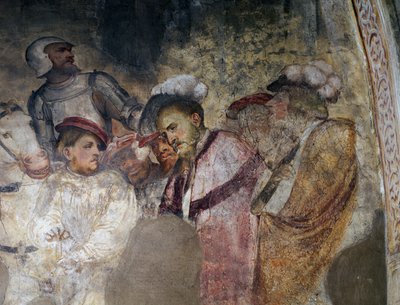 Soldat in Rüstung und Männer mit Hüten (Detail) von Girolamo Romanino