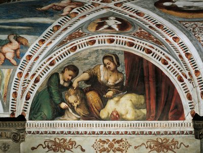 Geschichte von Judith und Holofernes, Detail der Fresken von Girolamo Romanino (ca. 1484-nach 1559), im Auftrag von Bernardo Clesio von Girolamo Romanino