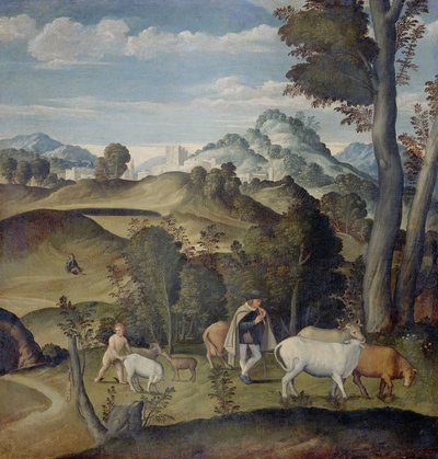 Der junge Merkur stiehlt Rinder aus der Herde des Apollo von Girolamo da Santacroce (ca.1480 1556) (attributed to)