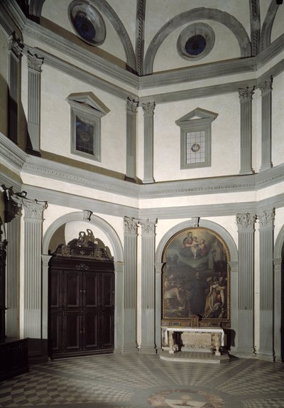 Ansicht der achteckigen Sakristei, gebaut nach einem Entwurf von Giuliano da Sangallo (1445-1516) von Giuliano Giamberti da Sangallo