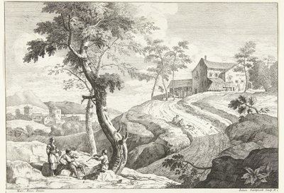Landschaft mit Flötenspielern bei einem Baum von Giuliano Giampiccoli