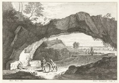Landschaft mit Steinbrücke und einigen Figuren von Giuliano Giampiccoli