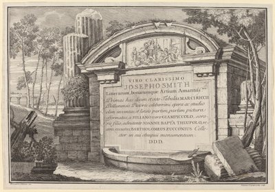 Klassische Ruinen in einer Landschaft: Frontispiz von Giuliano Giampiccoli and Giovanni Battista Tiepolo