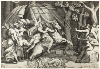 Cloelia überquert den Tiber von Giulio Bonasone