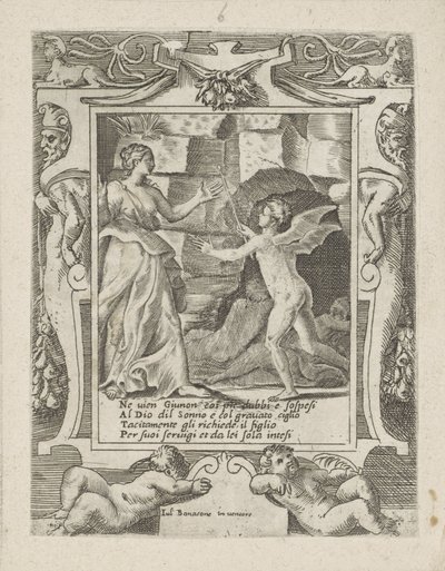 Juno befiehlt Schlaf, zu Jupiter herabzusteigen von Giulio Bonasone