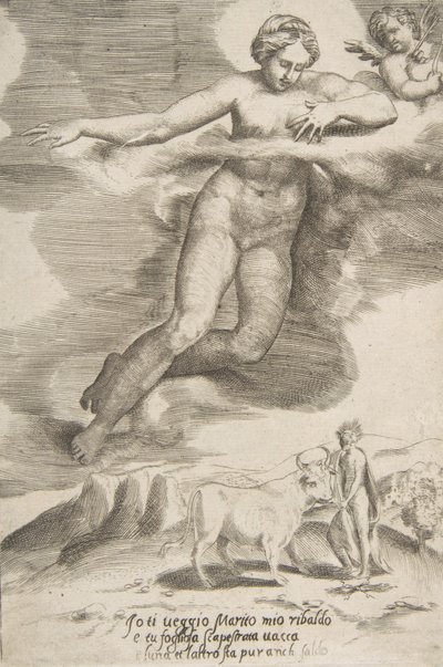 Juno beobachtet Jupiter und Io, aus Die Lieben der Götter, 1531-60 von Giulio Bonasone