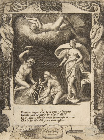 Litigium entfernt aus dem Körper des Chaos, während seine Mutter in die Luft geworfen wird von Giulio Bonasone