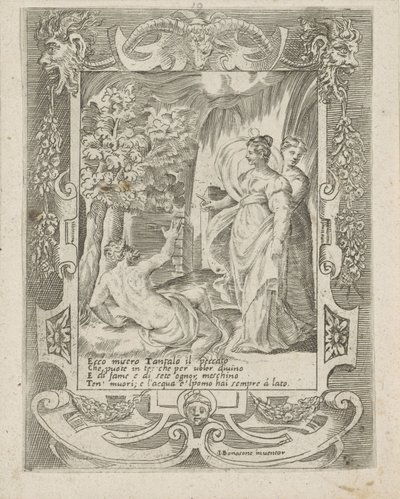 Tantalus spricht zu Diana von Giulio Bonasone
