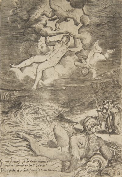 Venus stürzt mit Putti in den Wolken, aus 