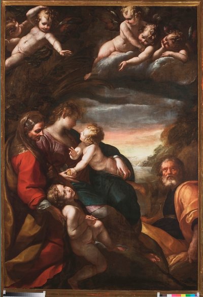Heilige Familie mit Johannes dem Täufer und der Heiligen Elisabeth, um 1610-20 von Giulio Cesare Procaccini