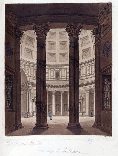 Innenraum des Pantheon in Rom - Innenraum des Pantheon in Rom in der römischen Antike - in Le costume ancien et moderne von Dr. Jules Ferrario, ed. Mailand von Giulio Ferrario
