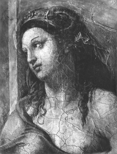 Barmherzigkeit, eine der zwei Tugenden um Papst St. Clemens I. (1-97) (Detail) von Giulio Romano
