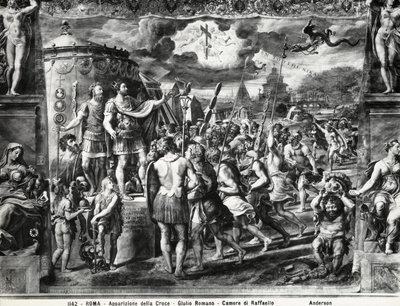 Konstantins Vision des Kreuzes, aus der Sala di Costantino, Raphael-Räume von Giulio Romano