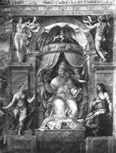 Papst Clemens I. (1-97) zwischen Mäßigung und Barmherzigkeit, Raphael-Räume von Giulio Romano