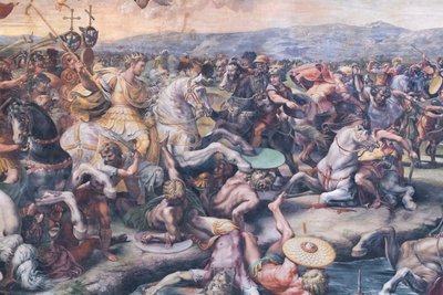 Die Schlacht an der Milvischen Brücke (Detail) von Giulio Romano