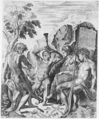 Der Wettbewerb von Apollo und Marsyas und das Urteil des Midas, 1562 von Giulio Sanuto