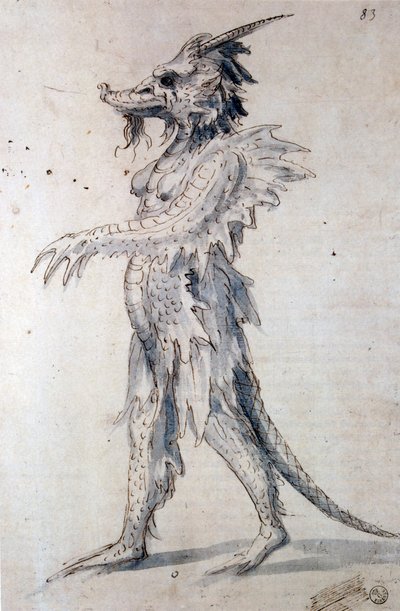 Kostümentwurf für ein Drachenkostüm, 16. Jahrhundert von Giuseppe Arcimboldi