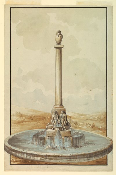 Entwurf für einen Brunnen mit Kanopenkrug von Giuseppe Barberi