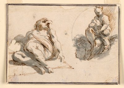 Ein schlafender Mann und Mutter mit Baby von Giuseppe Bernardino Bison