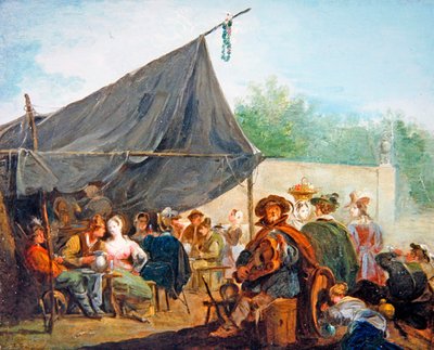 Lagerszene mit trinkenden Figuren von Giuseppe Bernardino Bison