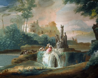 Galante Szene von Hirten in einer imaginären Landschaft von Giuseppe Bernardino Bison