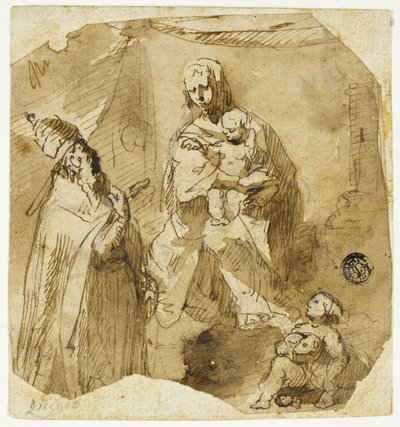 Madonna mit Kind und dem jungen Johannes dem Täufer und einem kirchlichen Heiligen von Giuseppe Bernardino Bison