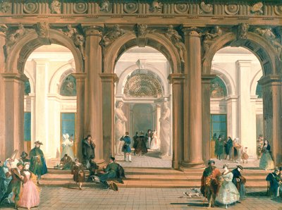 Der Eingang zur Biblioteca Marciana, die Piazzetta, Venedig von Giuseppe Bernardino Bison
